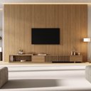 Ver imagem 1 de Rack Extensível Ripado com Painel TV 86 Polegadas Planejado 360x230cm Aruá CabeCasa MadeiraOriginals Marrom