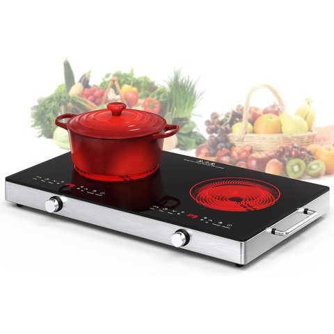 Vbgk Cooktop Elétrico 24" 2400w 2 Queimadores Controle de Botão (preto)