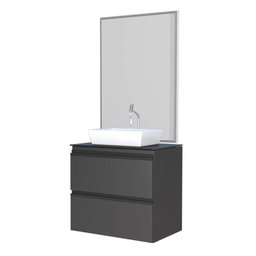 Conjunto Para Banheiro Aço Gaia 60 Com Espelho e Cuba Linea Cozimax Preto - 1