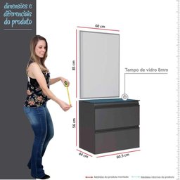 Conjunto Para Banheiro Aço Gaia 60 Com Espelho e Cuba Linea Cozimax Preto - 4