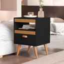 Ver imagem 1 de Kit 02 Mesas de Cabeceira Flex Sal Preto e Ypê Sal Movelaria