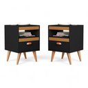 Ver imagem 2 de Kit 02 Mesas de Cabeceira Flex Sal Preto e Ypê Sal Movelaria