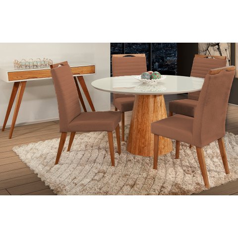 Mesa de jantar + 4 Cadeiras Itália tampo 120cm Terracota
