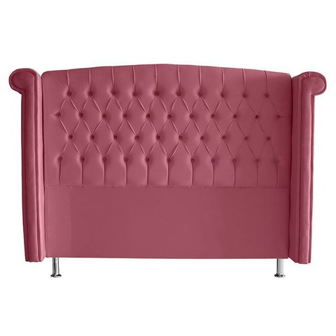 Cabeceira de Cama Box Malibu King 195 Cm Suede Rosa Bebê do Lar Móveis