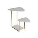 Ver imagem 1 de Mesal Lateral Cibele Tampo Esfiha Ferro Dourado Tampo Branco