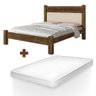 Cama Casal Rústica Reforçada Vj Móveis Castanho Off White com Colchão Casal Hellen Pro Confort - 1