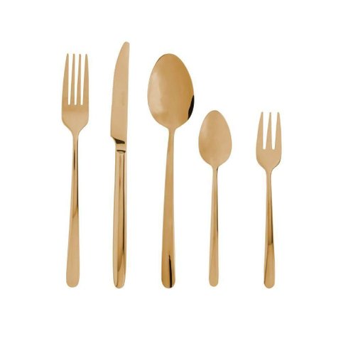 Faqueiro Viena Dourado 30 Peças de Aço Inox com Caixa Litografada Wolff