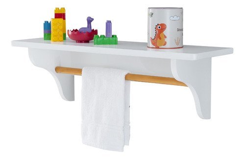 Prateleira Porta Fraldas Branca com Toalheiro Mdf Infantil - 2