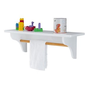 Prateleira Porta Fraldas Branca com Toalheiro Mdf Infantil