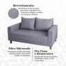 Sofá Namoradeira Requinte 1.40m 2 Lugares Estofado com Fibra Siliconada e Design Elegante Cinza - 2