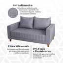 Ver imagem 2 de Sofá Namoradeira Requinte 1.40m 2 Lugares Estofado com Fibra Siliconada e Design Elegante Cinza