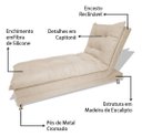 Ver imagem 2 de Sofa Cama Chaise Bicama Reclinavel Sala Lavinia Suede:Bege/Suede