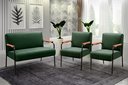Ver imagem 2 de Kit Namoradeira + 2 Poltronas Jade Braços Metal Decoração Recepção Sala - Veludo Verde
