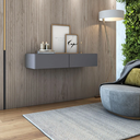 Ver imagem 3 de Aparador Eros 90cm Suspenso Penteadeira Flutuante com Gavetas Moderno Estilo Minimalista:cinza