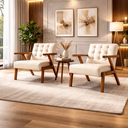 Ver imagem 1 de Conjunto 2 Poltronas Corino Zara Capitone Moderna Decorativa Braços Assimétricos 64cm para Sala Escr