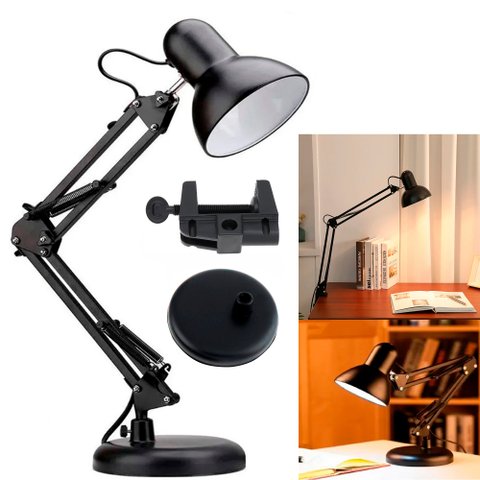 Luminária Mesa E Bancada Escritorio Quarto Articulável Metal Grande Garra