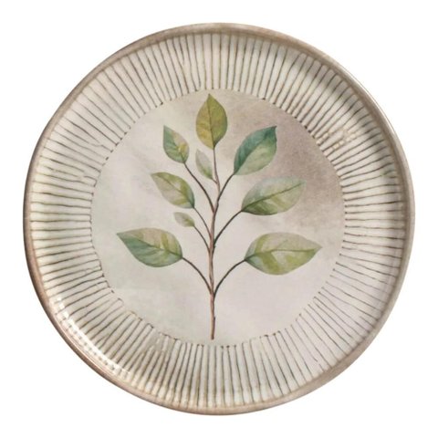 Prato de Sobremesa 21,5cm Avulso Bio Evergreen Porto Brasil Cerâmica Estampada