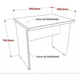 Mesa Para Computador Work 15 Mm Office 90 X 60 Cm C/ Gaveta - 2