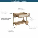 Ver imagem 2 de Carrinho Bar 1 Gaveta Oslo Artesano 112 Cm Largura Mdp Hanover Palha Sintética Bege Pé Madeira