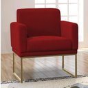 Ver imagem 3 de Poltrona Decorativa Juliette Suede Com Armação Dourada Metal