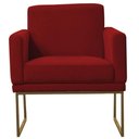 Ver imagem 1 de Poltrona Decorativa Juliette Suede Com Armação Dourada Metal