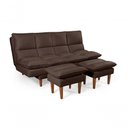 Ver imagem 7 de Sofá Cama Andorra 3 Lugares Império Reclinável Casal Pés Madeira com Banqueta Suede Marrom 379