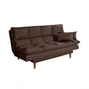 Ver imagem 1 de Sofá Cama Andorra 3 Lugares Império Reclinável Casal Pés Madeira com Banqueta Suede Marrom 379