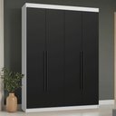 Ver imagem 1 de Guarda-Roupa Solteiro 4 Portas Batentes Branco/Preto/Preto Saturno Madesa
