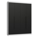 Ver imagem 2 de Guarda-Roupa Solteiro 4 Portas Batentes Branco/Preto/Preto Saturno Madesa