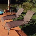 Ver imagem 2 de Espreguiçadeira Lótus Reta Marrom para Piscina Resistente