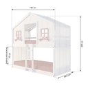 Ver imagem 3 de Beliche Montessoriano Casinha Dos Sonhos com Cortina Madeira Maciça Branco/Rosa Housin