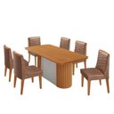 Ver imagem 1 de Mesa de Jantar Aspen com 6 Cadeiras Eloise Moderna Mobília Tork Naturale