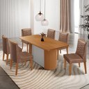 Ver imagem 2 de Mesa de Jantar Aspen com 6 Cadeiras Eloise Moderna Mobília Tork Naturale
