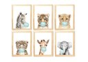 Ver imagem 1 de Kit Quadro Safari Real Balão Azul Infantil Decorativo Quarto Criança Enxoval Bebê Menino