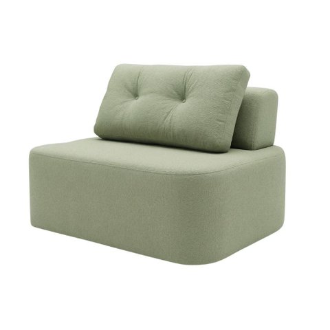 Sofá Modular Cielo 100cm Recepção Loja Sala de Estar Bouclê Verde Claro - Montanari's Decor