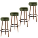 Ver imagem 1 de Kit 4 Banquetas Banco Alto Londres Couro Verde Bar Cozinha Pés Madeira Ms Decor