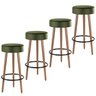 Kit 4 Banquetas Banco Alto Londres Couro Verde Bar Cozinha Pés Madeira Ms Decor - 1