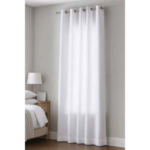 Cortina no Linho Flamê Branco com Forro Microfibra Branco no Ilhós de 28mm