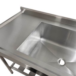 Pia Aço Inox Industrial 130x70x90 Cm Cuba Grande Cubão Direita Nortinox - 4