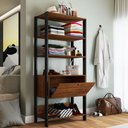 Ver imagem 2 de Closet Eloá 1 Porta 3 Prateleiras Pinho/Preto - Pnr Móveis