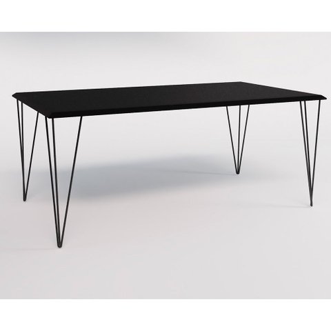 Mesa Eames Clips de Ferro Preto Tampo Retangular Preto 135x75
