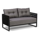 Ver imagem 6 de Kit Poltrona e Namoradeira Corda Nautica Varanda Sacada Sala Estar - Preto Linho Cinza