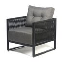 Ver imagem 2 de Kit Poltrona e Namoradeira Corda Nautica Varanda Sacada Sala Estar - Preto Linho Cinza