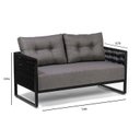 Ver imagem 5 de Kit Poltrona e Namoradeira Corda Nautica Varanda Sacada Sala Estar - Preto Linho Cinza