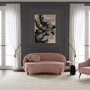 Ver imagem 2 de Sofá Orgânico 2 Lugares C/2 Almofadas Curvo Sala Recepção Amsterdã Veludo Rosê - Montanari's Decor