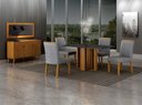 Ver imagem 1 de Conjunto Sala de Jantar Jade Gold 1,20m Tampo Chumbo 4 Cadeiras Jade Cinamomo/Linho Cinza