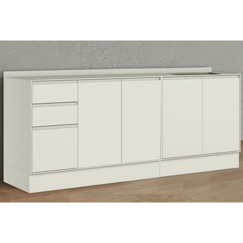 Gabinete p/ Pia Cozinha Henn Fineze 5 Portas 2 Gavetas 200cm Areia