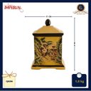 Ver imagem 2 de Caixa potiche em cerâmica com acabamento em laca, fundo amarelo e pintura de macacos