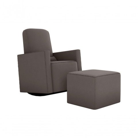 Poltrona Amamentação com Balanço + Puff Veludo Capuccino Matrix Annecy