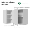 Ver imagem 3 de Armário Aéreo de Canto para Quarto 1 Porta e 3 Nichos Branco Neo Madesa